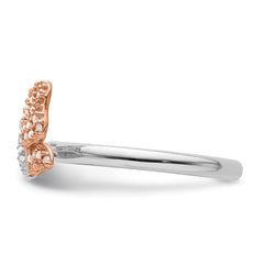 Sterling Silver/Rose Gold-plated Stackable Expressions Diam. Butterfly Ring