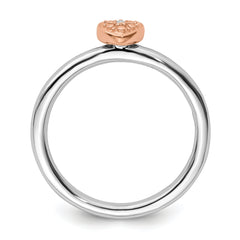 Sterling Silver/Rose Gold-plated Stackable Expressions Diamond Heart Ring