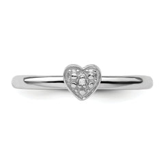 Sterling Silver Stackable Expressions Polished Diamond Heart Ring