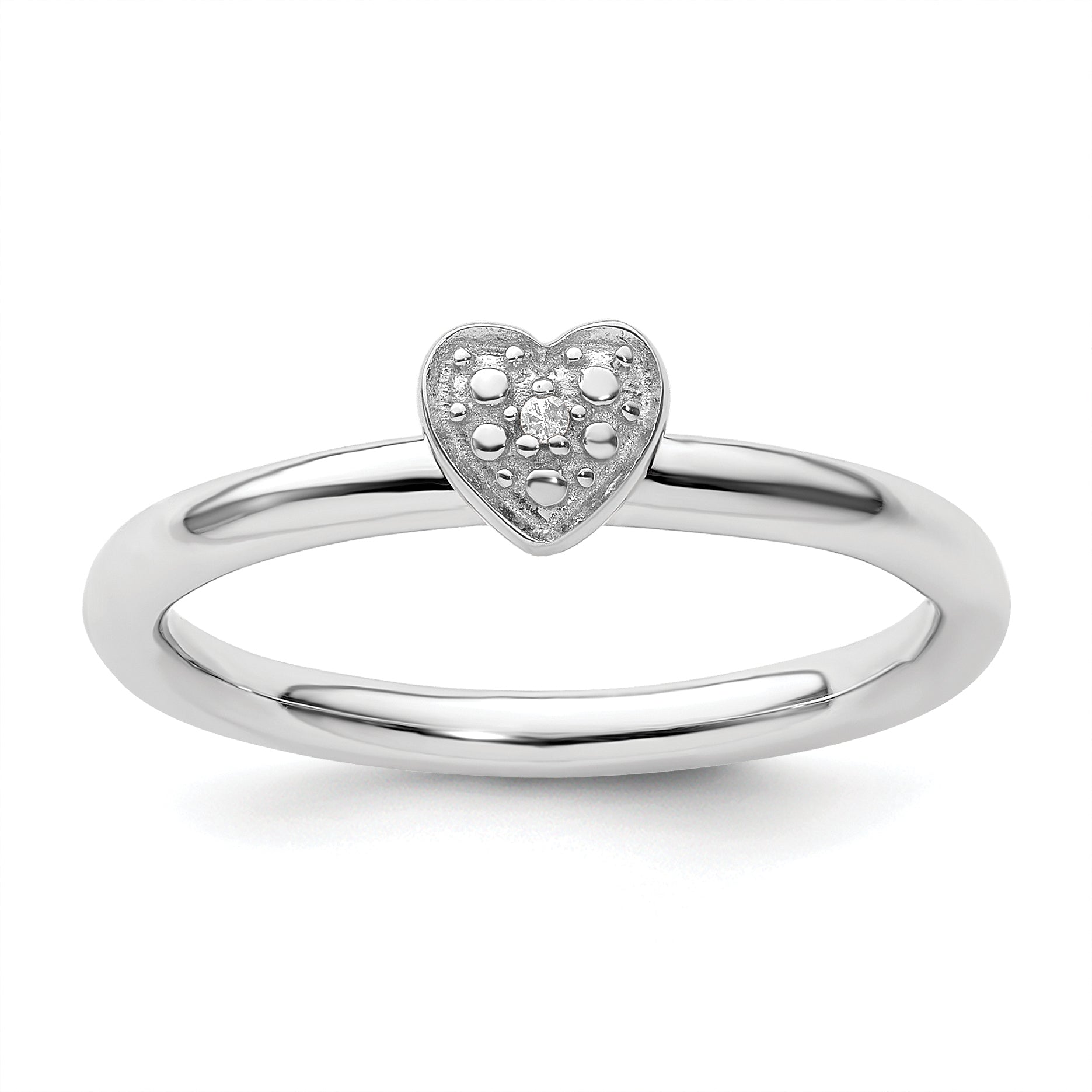 Sterling Silver Stackable Expressions Polished Diamond Heart Ring