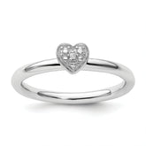 Sterling Silver Stackable Expressions Polished Diamond Heart Ring