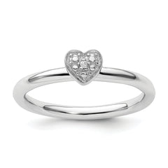 Sterling Silver Stackable Expressions Polished Diamond Heart Ring