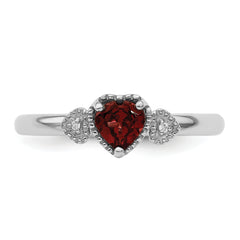 Sterling Silver Stackable Expressions Garnet & Diamond Hearts Ring