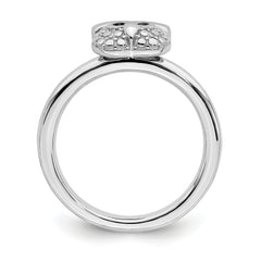 Sterling Silver Stackable Expressions Polished Onyx Owl Ring