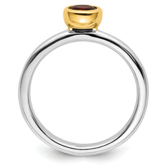 Sterling Silver Stackable Expressions w/Gold-plated Garnet Ring