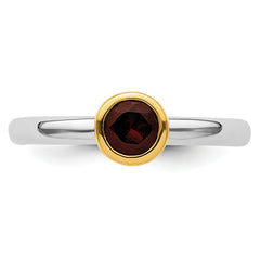 Sterling Silver Stackable Expressions w/Gold-plated Garnet Ring