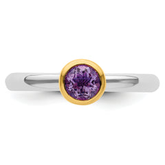 Sterling Silver Stackable Expressions w/Gold-plated Amethyst Ring