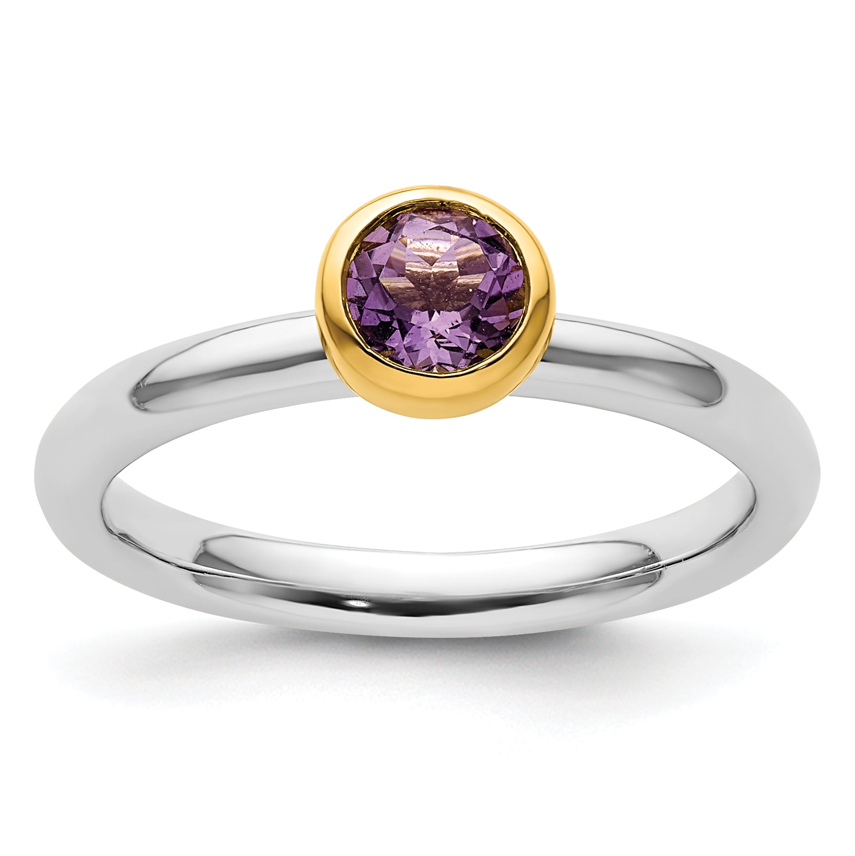 Sterling Silver Stackable Expressions w/Gold-plated Amethyst Ring