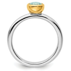 Sterling Silver Stackable Expressions w/Gold-plate Aquamarine Ring