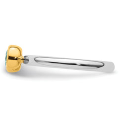 Sterling Silver Stackable Expressions w/Gold-plate Aquamarine Ring