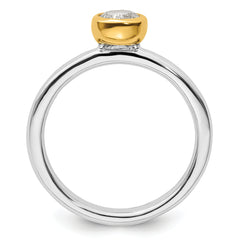 Sterling Silver Stackable Expressions w/Gold-plated White Topaz Ring
