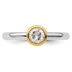 Sterling Silver Stackable Expressions w/Gold-plated White Topaz Ring