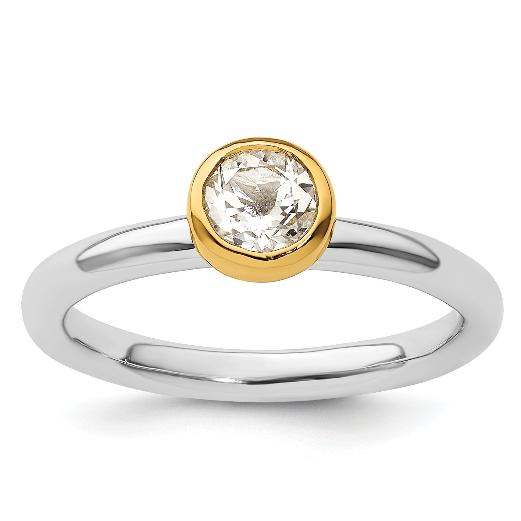 Sterling Silver Stackable Expressions w/Gold-plated White Topaz Ring
