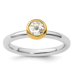 Sterling Silver Stackable Expressions w/Gold-plated White Topaz Ring