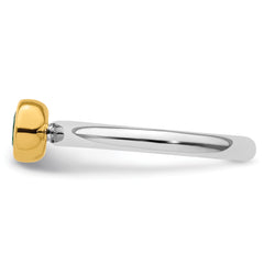 Sterling Silver Stackable Expressions w/Gold-plate Cr. Emerald Ring