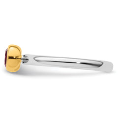 Sterling Silver Stackable Expressions w/Gold-plated Rhod. Garnet Ring