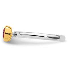 Sterling Silver Stackable Expressions w/Gold-plate Cr. Ruby Ring