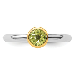 Sterling Silver Stackable Expressions w/Gold-plate Peridot Ring