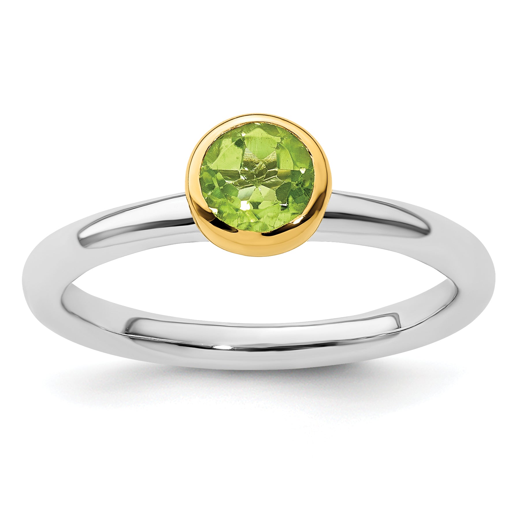 Sterling Silver Stackable Expressions w/Gold-plate Peridot Ring
