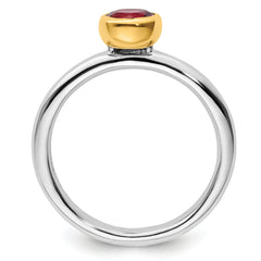 Sterling Silver Stackable Expressions w/Gold-plate P. Tourmaline Ring