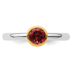 Sterling Silver Stackable Expressions w/Gold-plate P. Tourmaline Ring