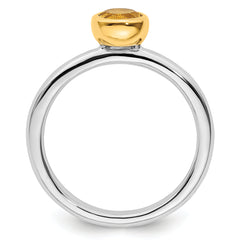 Sterling Silver Stackable Expressions w/Gold-plate Citrine Ring