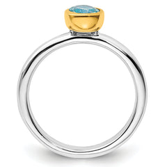 Sterling Silver Stackable Expressions w/Gold-plated Blue Topaz Ring