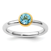 Sterling Silver Stackable Expressions w/Gold-plated Blue Topaz Ring