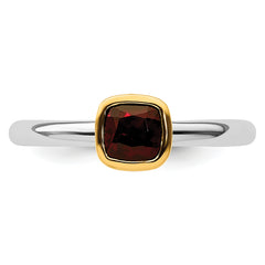 Sterling Silver Stackable Expressions w/Gold-plated Garnet Ring