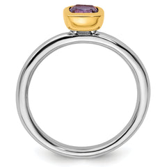 Sterling Silver Stackable Expressions w/Gold-plated Amethyst Ring