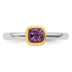 Sterling Silver Stackable Expressions w/Gold-plated Amethyst Ring