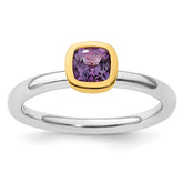 Sterling Silver Stackable Expressions w/Gold-plated Amethyst Ring