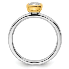 Sterling Silver Stackable Expressions w/Gold-plated White Topaz Ring