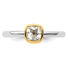 Sterling Silver Stackable Expressions w/Gold-plated White Topaz Ring