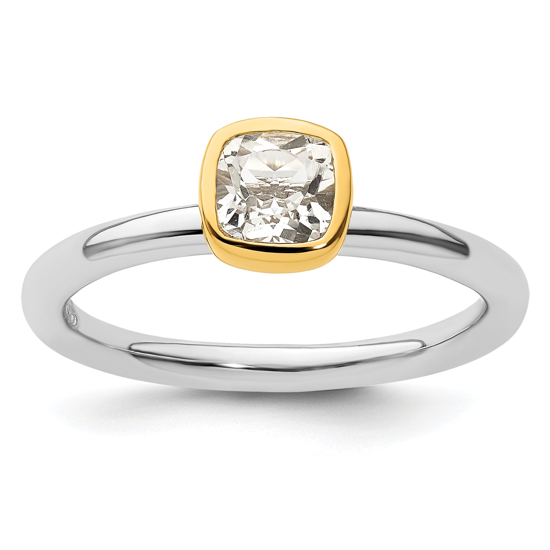 Sterling Silver Stackable Expressions w/Gold-plated White Topaz Ring