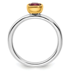 SS Stackable Expressions w/Gold-plated Rhodolite Garnet Ring