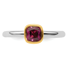 SS Stackable Expressions w/Gold-plated Rhodolite Garnet Ring