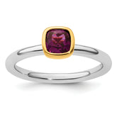 SS Stackable Expressions w/Gold-plated Rhodolite Garnet Ring