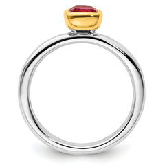 Sterling Silver Stackable Expressions w/Gold-plated Cr. Ruby Ring