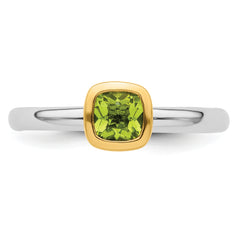 Sterling Silver Stackable Expressions w/Gold-plate Peridot Ring