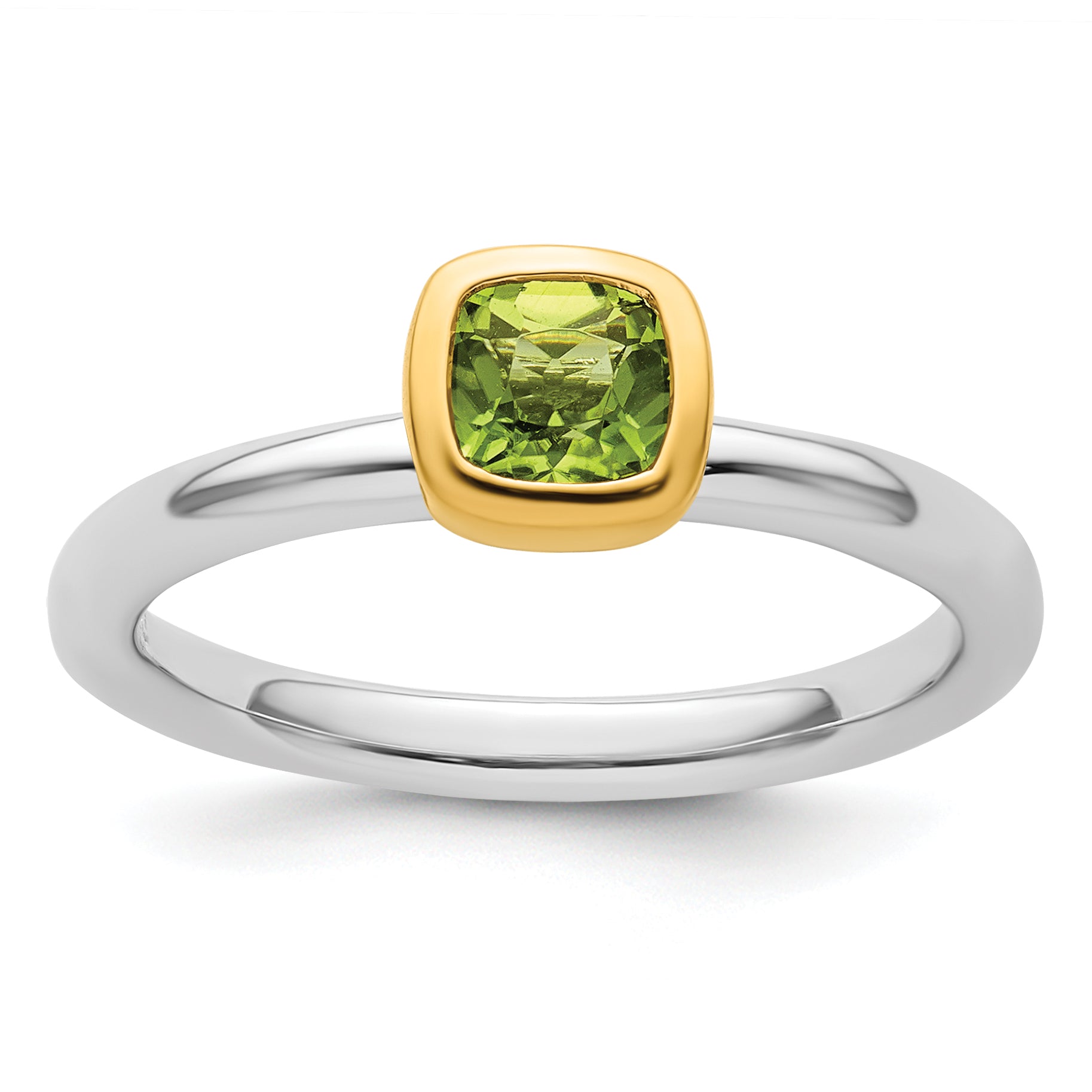 Sterling Silver Stackable Expressions w/Gold-plate Peridot Ring