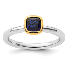 Sterling Silver Stackable Expressions w/Gold-plate Cr. Sapphire Ring