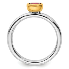 Sterling Silver Stackable Expressions w/Gold-plated P.Tourmaline Ring