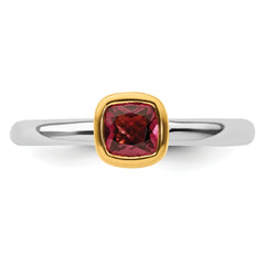 Sterling Silver Stackable Expressions w/Gold-plated P.Tourmaline Ring