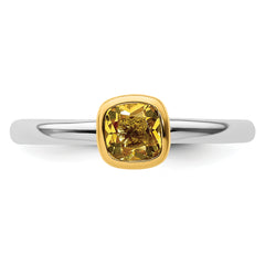 Sterling Silver Stackable Expressions w/Gold-plated Citrine Ring