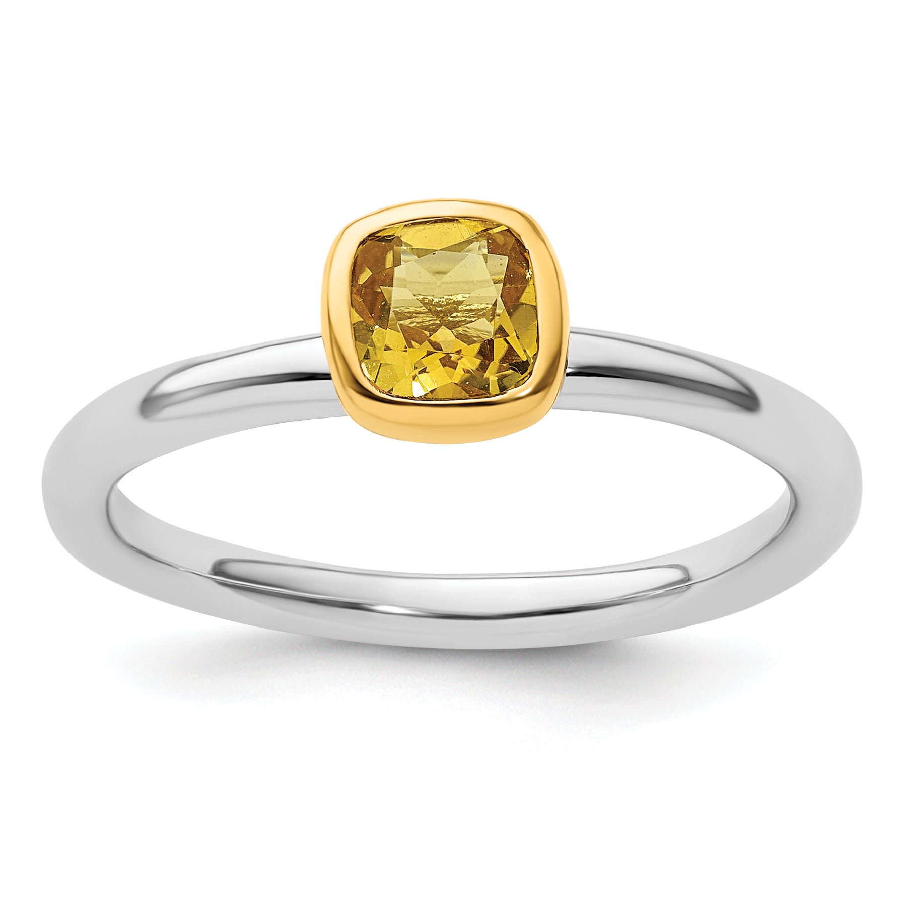 Sterling Silver Stackable Expressions w/Gold-plated Citrine Ring
