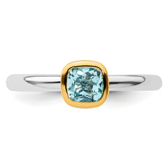 Sterling Silver Stackable Expressions w/Gold-plated Blue Topaz Ring