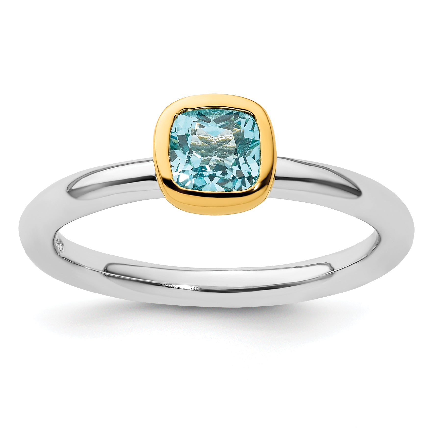 Sterling Silver Stackable Expressions w/Gold-plated Blue Topaz Ring