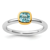 Sterling Silver Stackable Expressions w/Gold-plated Blue Topaz Ring