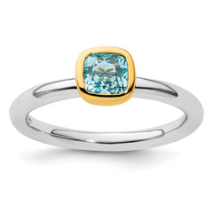 Sterling Silver Stackable Expressions w/Gold-plated Blue Topaz Ring